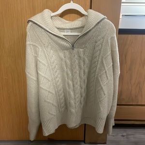 Target Quarter Zip Beige Knit Sweater
